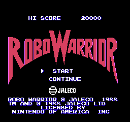 Robo Warrior (USA) Title Screen